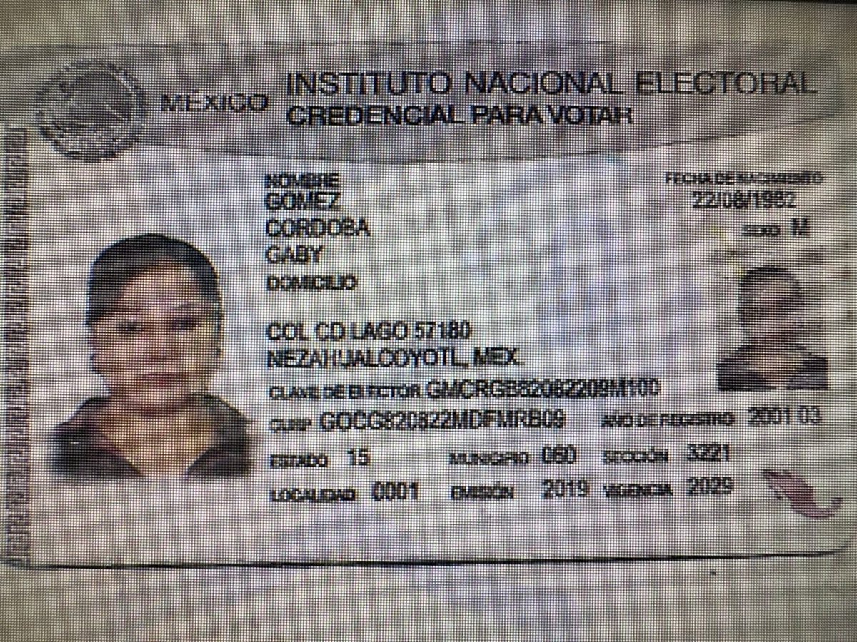jfvaldico's tweet photo. @Frida_Cartas No es Gabriela,  es Gaby según su identificación oficial https://t.co/BN5Pv7Zdta