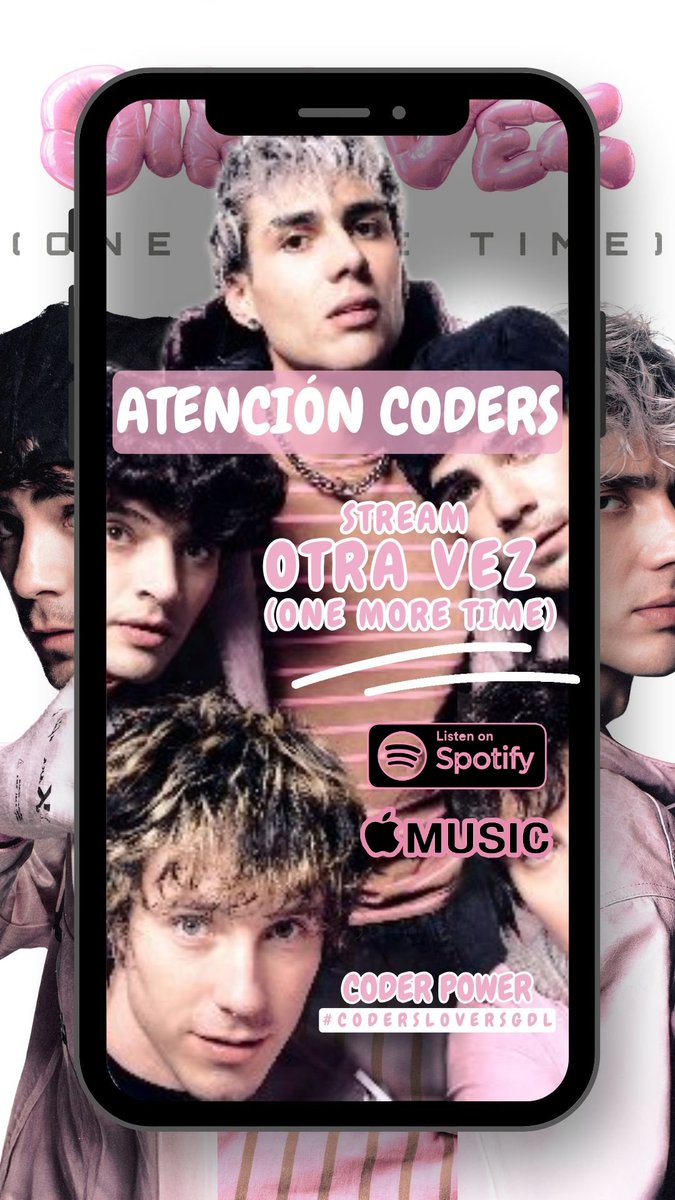 CodersLGDLOffic's tweet photo. ¡ATENCIÓN CODERS!
💖STREAM OTRA VEZ (ONE MORE TIME) TANTO EN SPOTIFY COMO EN APPLE MUSIC💖
¿QUIÉN SE NOS UNE?
HOY 9:00 PM
#CD9ISBACK
OTRA VEZ IS OUT NOW
@CD9
@JosDice @bryanmouque @alongmusic @freddyleyva @alannavarro @aborito @JesusBlaife @UMusicMexico https://t.co/fHsn1rIGCV