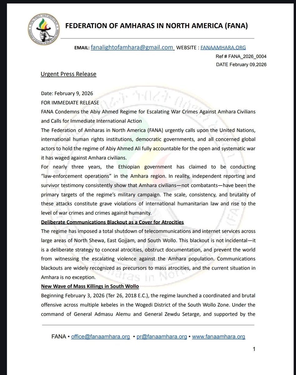 mohammed_meaza's tweet image. Alarming reports continue to emerge about escalating violence against Amhara civilians in Ethiopia, including killings, displacement, destruction of homes, and communication blackouts preventing documentation.
The international community must act NOW.
Independent investigation.…