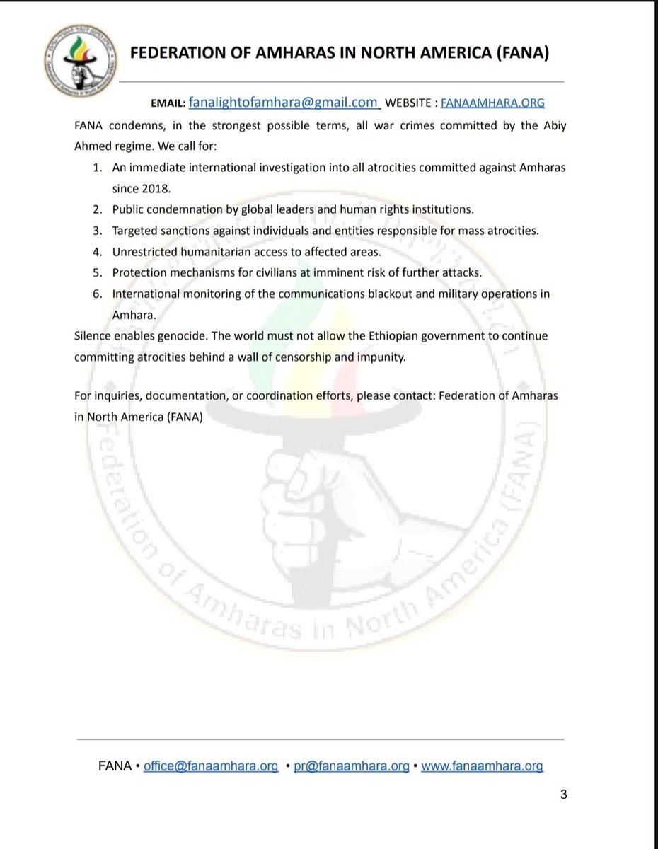 mohammed_meaza's tweet image. Alarming reports continue to emerge about escalating violence against Amhara civilians in Ethiopia, including killings, displacement, destruction of homes, and communication blackouts preventing documentation.
The international community must act NOW.
Independent investigation.…