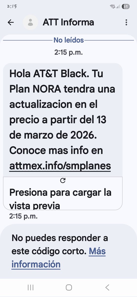 nora07perez's tweet photo. @ATTMxAyuda como.que va aumentar en marzo..
Que no son planes ..
No sean abusivos....
Esperando su respuesta para enviarla a PROFECO.. https://t.co/tInIc4I7Hv