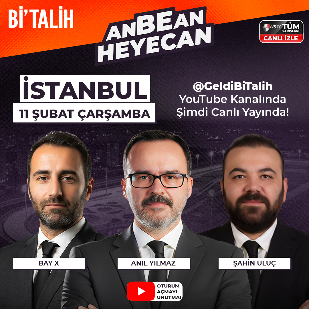 🚨CANLI YAYIN BAŞLADI🚨

🎙️ <a href="/koptugeliyorcom/">KoptuGeliyor</a>, <a href="/altilitakip/">Anıl Yılmaz</a> ve <a href="/sahin_ulucc/">Şahin Uluç</a> ile Bi'Talih YouTube kanalında canlı yayında ANBEAN HEYECAN'ın yeni bölümü başladı!

Yayınımızı izlemek için YouTube'da oturum açmayı unutmayın! 👇
📲 bit.ly/4aIF6Qo