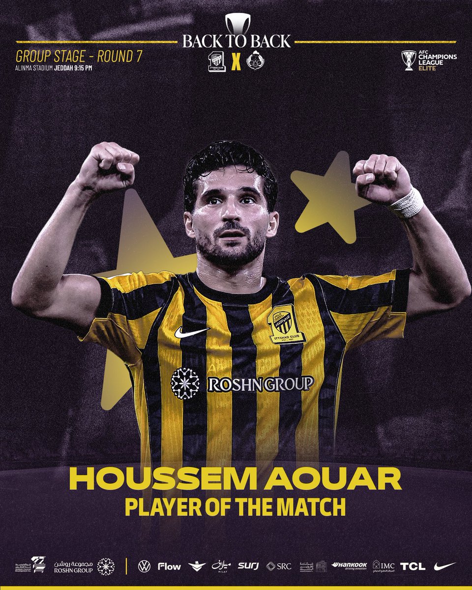 ittihad's tweet photo. 🔝رحبّوا بنجم مواجهة #الاتحاد_الغرافة وصاحب الهاتريك الرائع حسام عوار 👏🌟
#دوري_أبطال_آسيا_للنخبة https://t.co/iKxMqYILSp