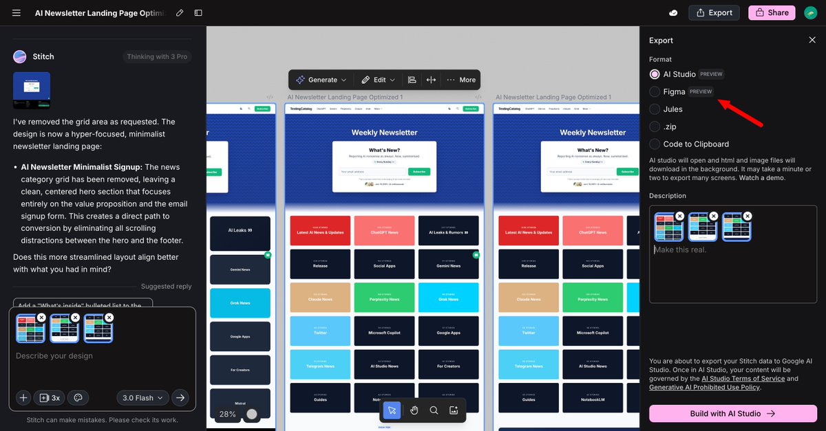 Google Stitch design agent got Figma export! 👀