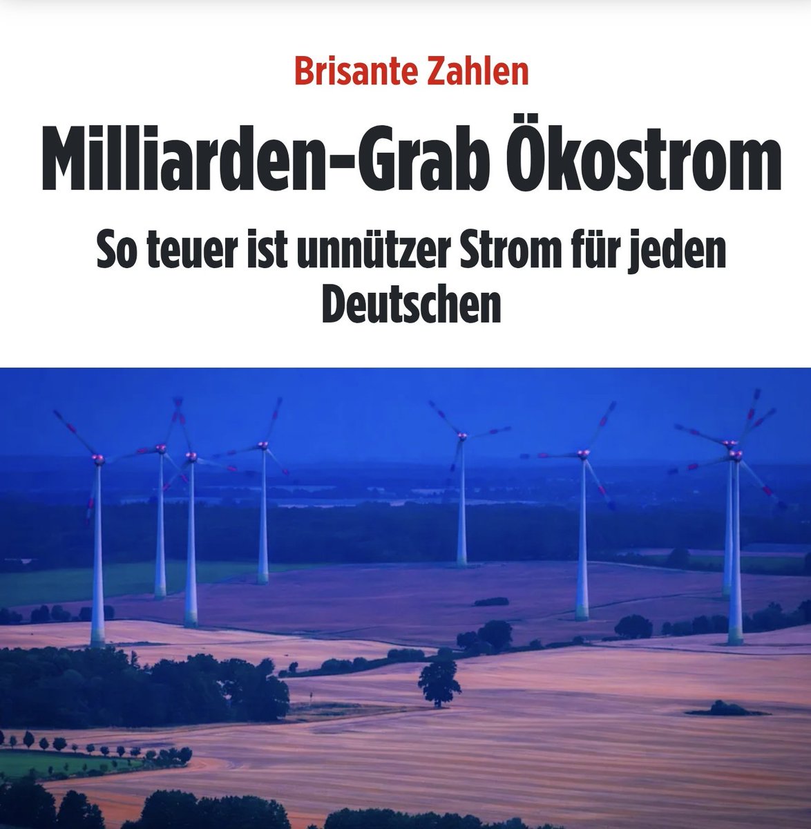 Im Jahr 2025 haben wir Bürger Strom im Wert von rund drei Milliarden Euro bezahlt, der gar nicht genutzt wurde. 

Der Grund:
Betreiber von Ökostrom-Anlagen erhalten  eine Entschädigung, wenn sie wegen Netzüberlastung keinen Strom einspeisen können!

Die Energiewende ist super,