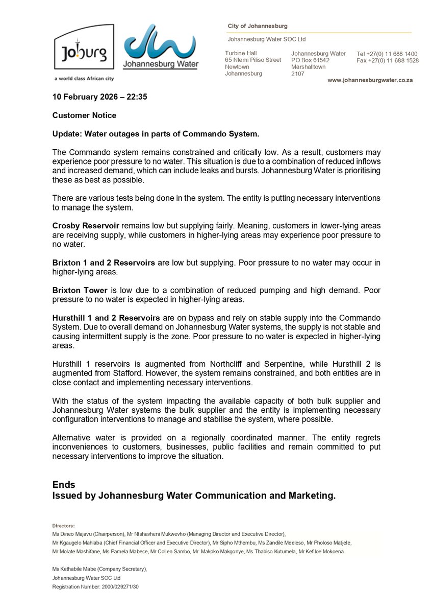Johannesburg Water tweet media