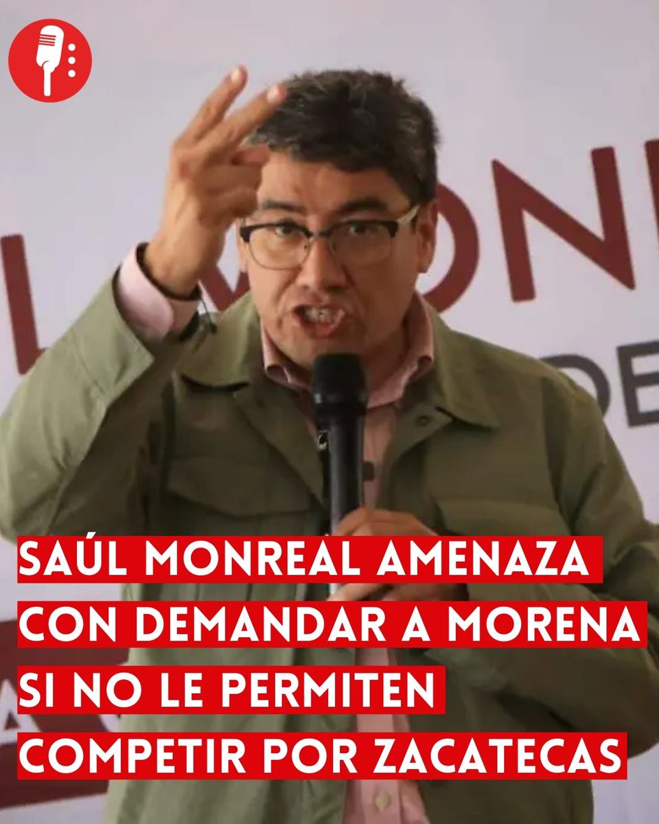 ReporterosMX_'s tweet photo. ⭕ OJO | SAÚL MONREAL AMENAZA CON DEMANDAR A MORENA SI NO LE PERMITEN COMPETIR POR ZACATECAS

El senador de Morena por Zacatecas, Saúl Monreal Ávila (@Saul_MonrealA), advirtió que podría denunciar a su propio partido ante la autoridad electoral si la dirigencia nacional le impide competir en el proceso de encuestas rumbo a la gubernatura de Zacatecas, bajo el argumento de nepotismo. https://t.co/s11IXsuLeJ