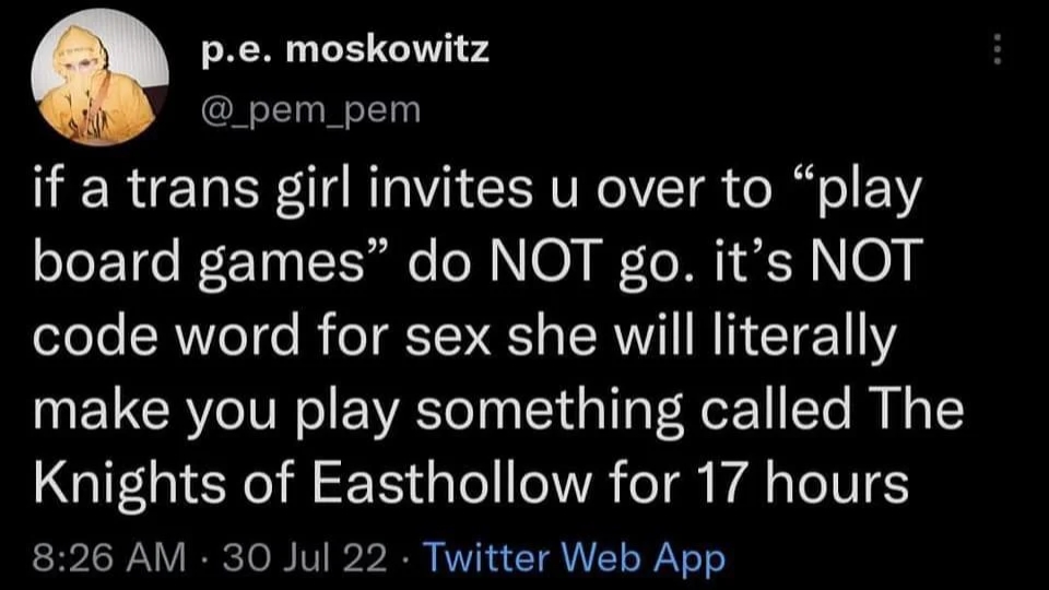 Can confirm I thought it was something but, next thing I know its 2am on her bed and she's teaching me Commander format.