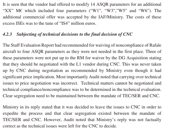 Indrani1_Roy's tweet image. 1. Did Rafale meet the MMRCA ASQR?

No, in 14 parameters.

Solution: We changed the ASQR!

The remaining became the the basis for "India Specific Enhancements". We paid $1.8 billion dollars for them!

What do we do to ours?!