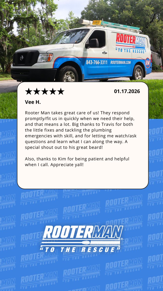 RooterManSC's tweet image. Kicking off 2026 with feedback from our January customers ⭐️

We truly appreciate every homeowner who trusted Rooter Man last month. Swipe through to read the full reviews!

#RooterMan #RooterManCharleston #CharlestonPlumber #CharlestonSC #LocalPlumber #CustomerReviews #5Stars