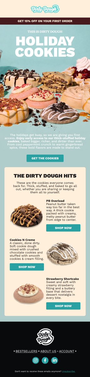 aqeedatemails's tweet photo. Welcome Email Design for Dirty Dough. https://t.co/4XLSibU94l
