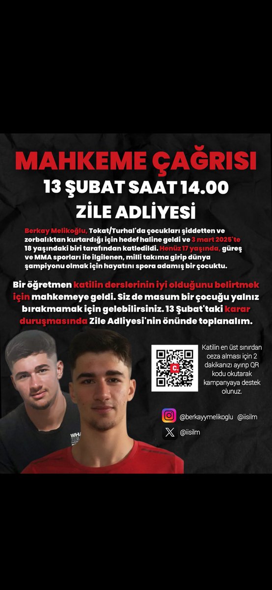 13 Şubat Saat:14.00 Karar Duruşması
#SonSözBerkayİçin