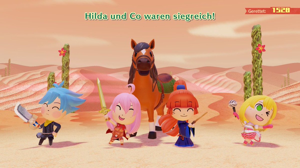Got in the mood to play some Miitopia and effectively made it into my dream Puyo Puyo adventure, with Sig, Hilda, Arle and Amitie as the team.