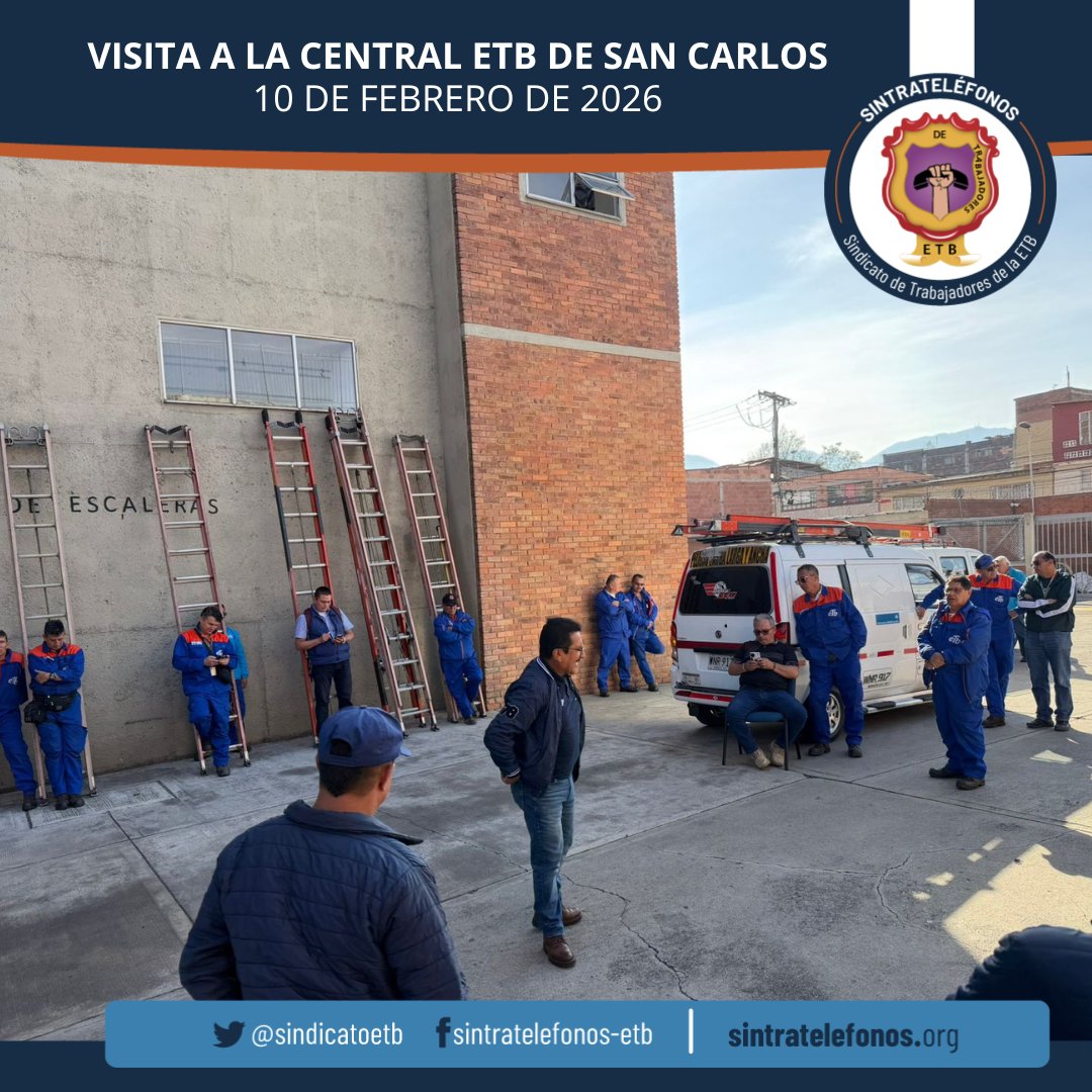 atelcaprensa's tweet photo. #AgendaSintrateléfonos

Visita de la Junta Directiva de Sintrateléfonos a la Central de ETB de San Carlos. https://t.co/1ePo05pzR5