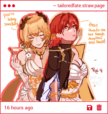 ROSEWEAVER 🌹🪡MY BELOVED!! 🥹🤧
THANK YOU SO MUCH RUI I HAVE NO WORDS, I'M OBSESSED WITH HOW YOU DREW AGLAEA &amp; HIMEKO TOGETHER