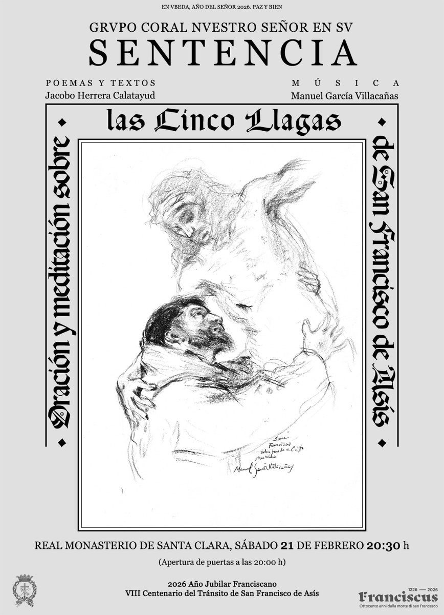 Centenario del Tránsito de San Francisco de Asís. Con estas oraciones y meditaciones quiere unirse nuestra Hermandad Franciscana a tan señalada efeméride, acompañando a nuestras Hermanas Clarisas.

Paz y Bien.