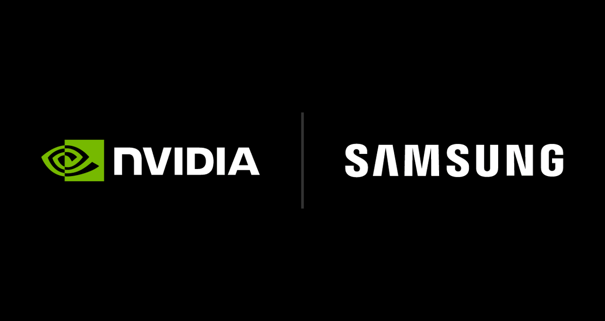 NVIDIAAIInfra's tweet photo. 👏 NVIDIA and @Samsung are building an AI factory to transform global intelligent manufacturing. 

Through this collaboration, Samsung and NVIDIA are setting a global benchmark for AI-driven semiconductor manufacturing at scale and increase operational efficiency in autonomous fab environments.

Learn more now: https://t.co/5B4RW7nM4V

#SEMICONKorea