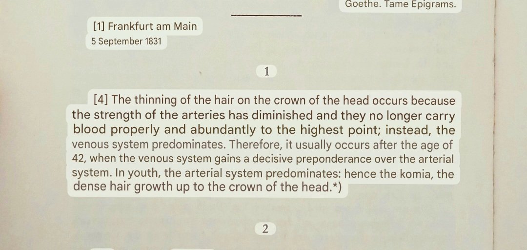 Schopenhauer explaining what causes norwooding.
He wrote this in 1831, when he was 43, so I must imagine he was slowly losing his own beautiful lofty locks....