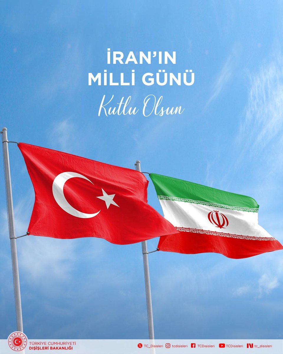 Komşumuz İran’ın Milli Günü’nü içten dileklerimizle kutlarız.