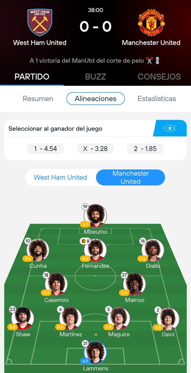 365 scores la mejor aplicación del fútbol acaba de mamarse con la alineación del Manchester United 😂