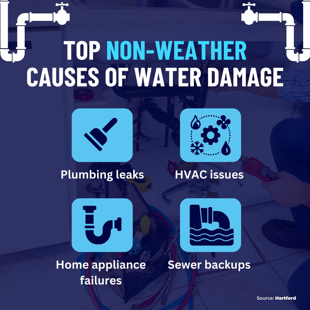 We often worry about storms and floods, but did you know some of the common causes of water damage originate inside the home? 🏠