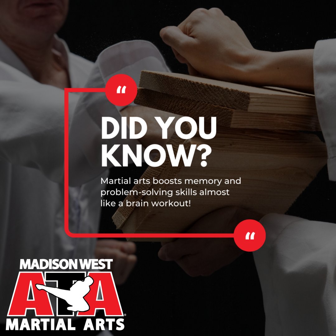 🧠 Did You Know? 🧠

Martial arts is also an amazing workout for your brain! Every technique, combination, and drill challenges your mind to remember sequences, think ahead, and solve problems on the spot.