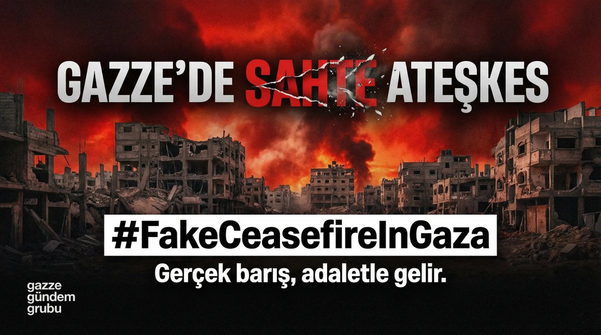Ateşkes koca bir yalan‼️

Gazze’de Sahte Ateşkes”
 🏷️#FakeCeasefireInGaza