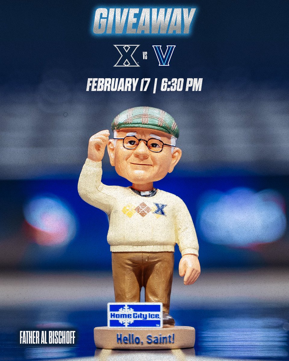 One legend. One bobblehead.

Father Al Bischoff Bobblehead giveaway to the first 3,000 fans!

🏀 <a href="/XavierMBB/">Xavier Basketball</a> vs. Villanova
📅 Tuesday, Feb. 17
⌛️Doors open at 5 p.m. | Tip-off at 6:30 p.m.

Tickets 👉 bit.ly/47wKd3u

#LetsGoX