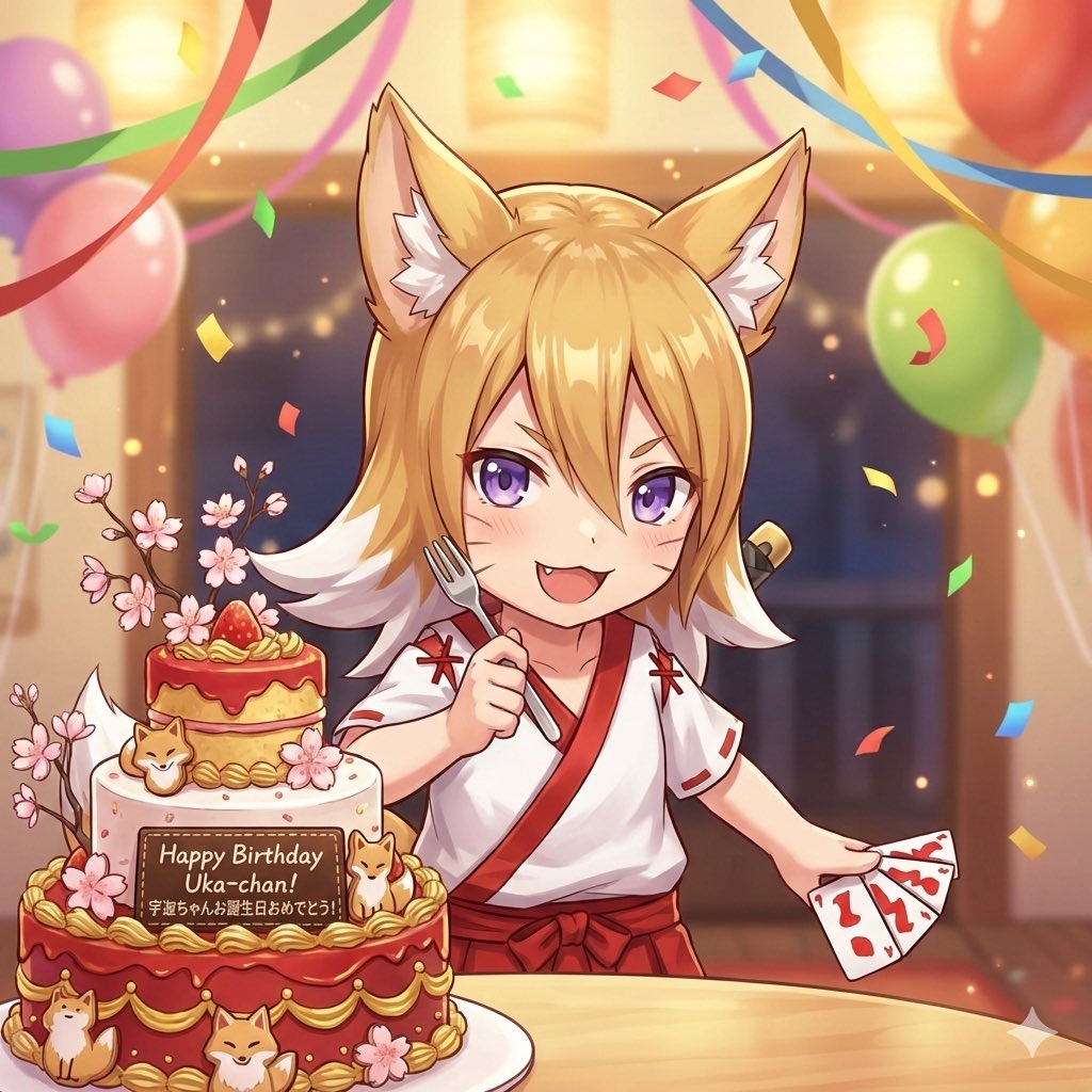 宇迦ちゃん🦊お誕生日おめでとう🎂🎉🎊㊗️ #ninjart