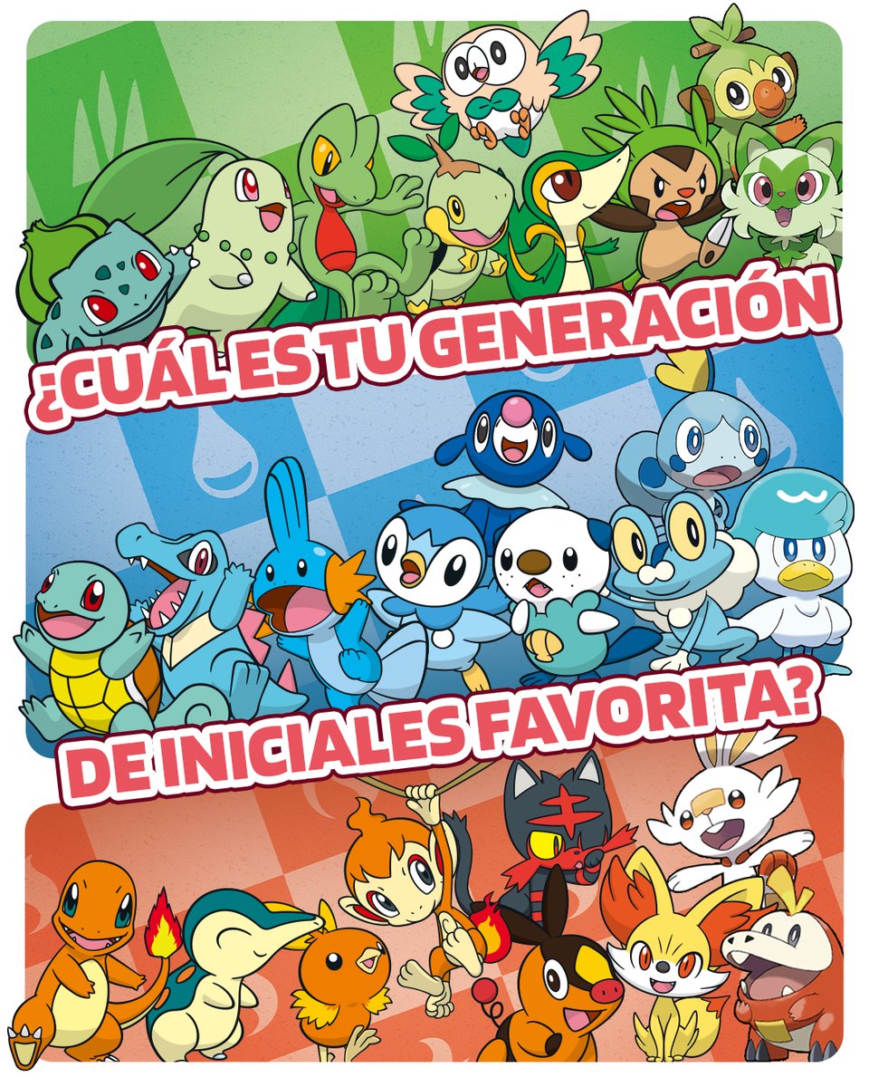 ¡Pokémon celebrate 30 años! Y queremos saber: ¿cuál es tu generación Pokémon favorita? 🔥🌱💧#Pokemon30
Aprovecha y etiqueta a ese amigo Entrenador para que nos lo cuente también 👇