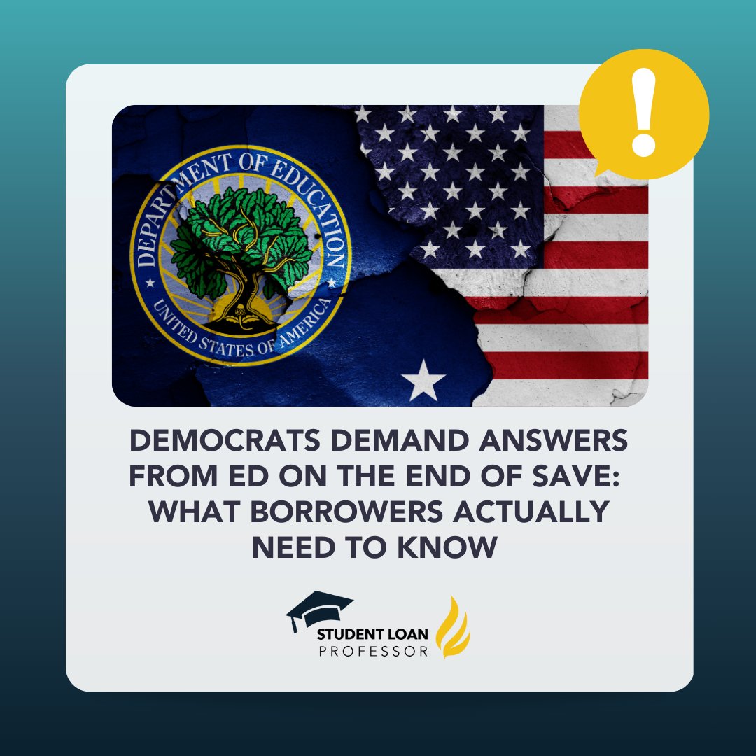 StudentLoanProf's tweet photo. SAVE is ending. Senators want answers. Borrowers need clarity.

15 Democrats just questioned ED on the end of SAVE - but not all 14 questions matter. We break down what actually affects payments, IDR options, and next steps.

Read the full breakdown:
https://t.co/JYPk2g6QIs https://t.co/4kdMIF0aFF