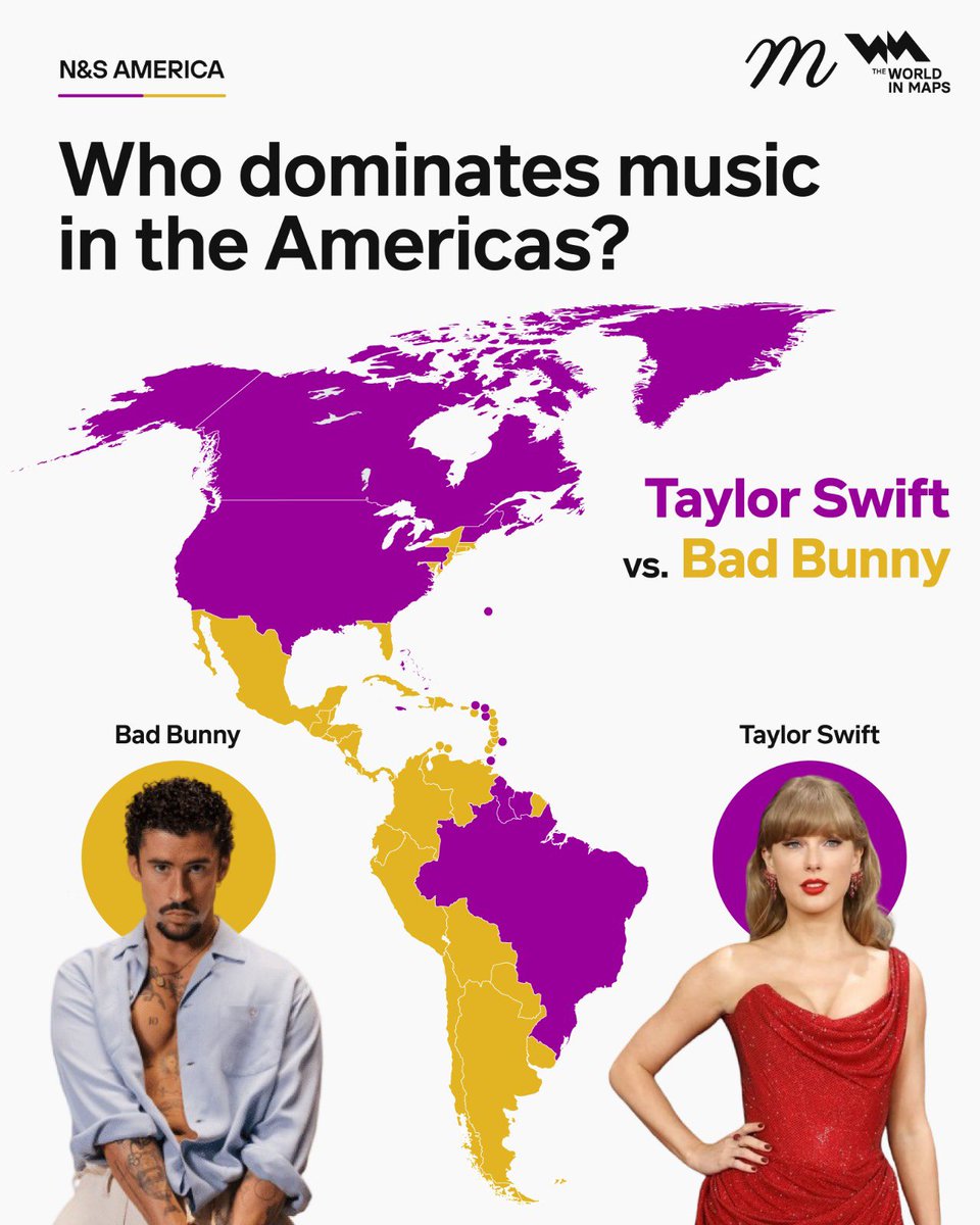 xruiztru's tweet image. Bad Bunny vs Taylor Swift.