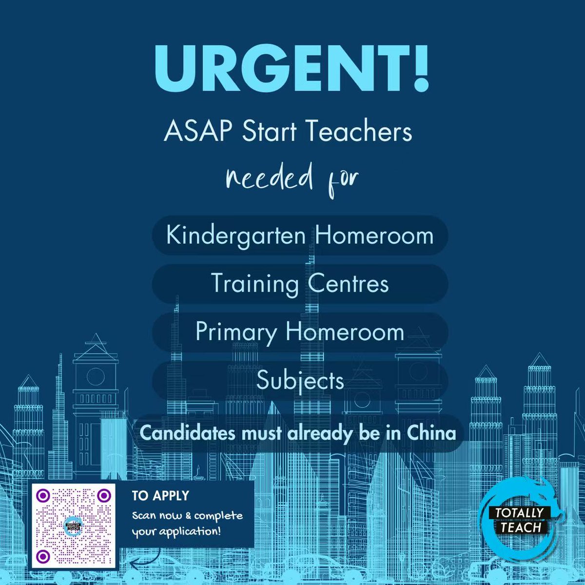 totally_teach's tweet image. 🚨 URGENT 🚨

ASAP start teaching roles across China 🧑‍🏫

✅ Must be in China
✅ Release letter ready

Perfect for teachers securing roles outside the main hiring season 👏
Scan the QR code or message your agent today 📲

#TeachingJobs #ChinaJobs #InternationalTeaching #ESLJobs