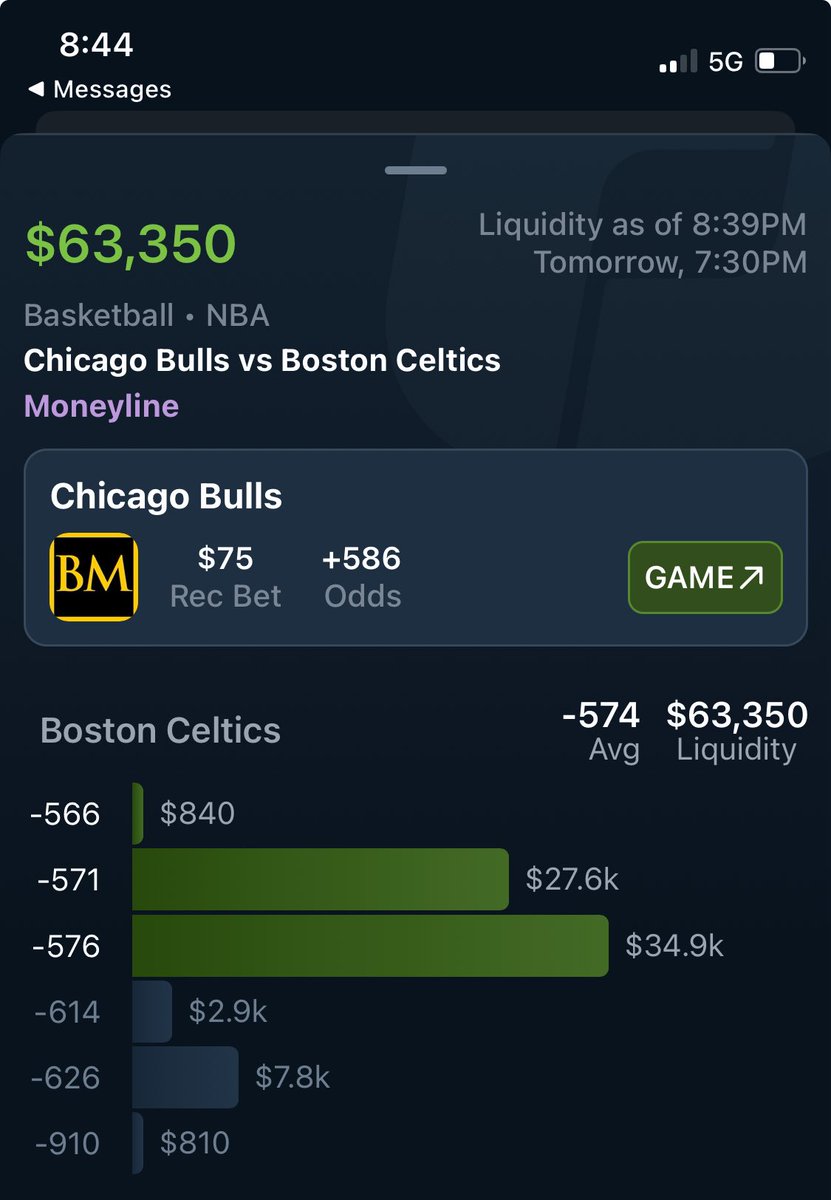 DaLineReport's tweet image. Early sharp action on the Bulls moneyline (+586) has created massive liquidity on the Celtics. 

Matchup is tomorrow (2/11). 

#NBABets