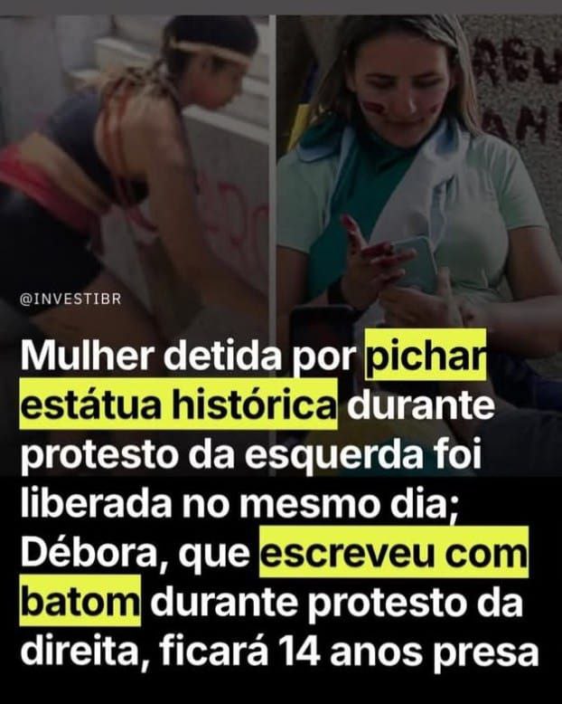 Saray_sandrac's tweet image. OS DOIS PESOS E AS DUAS MEDIDAS DA JUSTIÇA BRASILEIRA.
