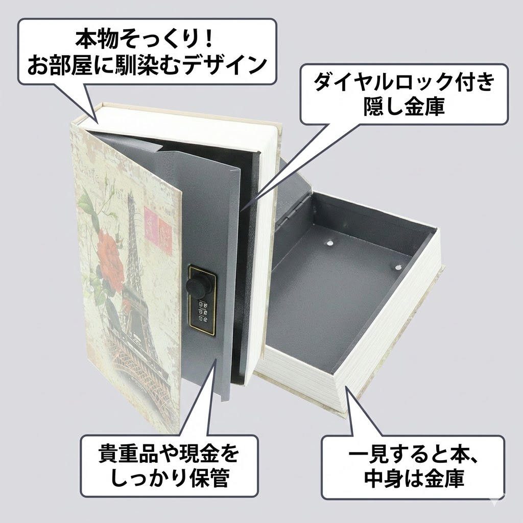 一見、パリのガイドブックやアンティーク本に見えますが、内部は頑丈な