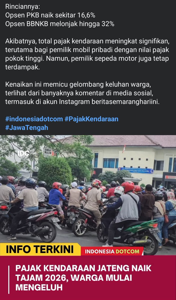 pakpinnn's tweet photo. fenomena jateng Hari ini, monggo
#jateng #pajak #PKB #opsen https://t.co/ty4ahXIBqQ