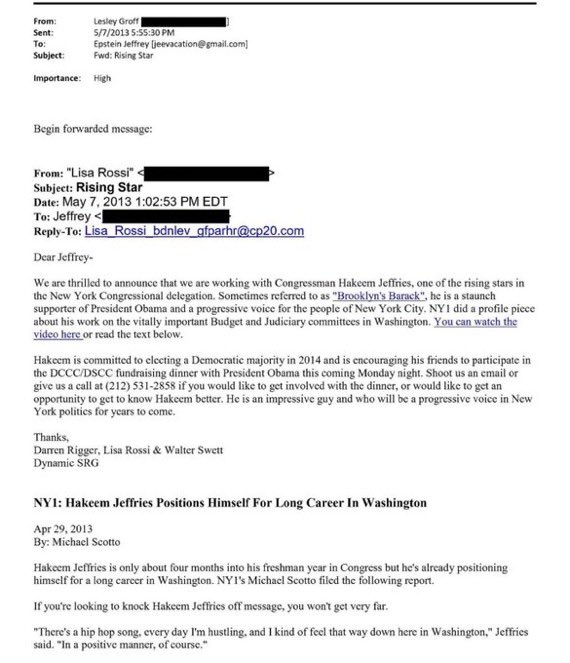 🇺🇸 SHOCKING: Democrat fundraisers invited convicted sex offender Jeffrey Epstein to a private meeting with Rep. Hakeem Jeffries in 2013 – all part of their desperate push to flip the House majority!

Where's the Democrats' outrage now? Why were the Dems so cozy with Epstein,