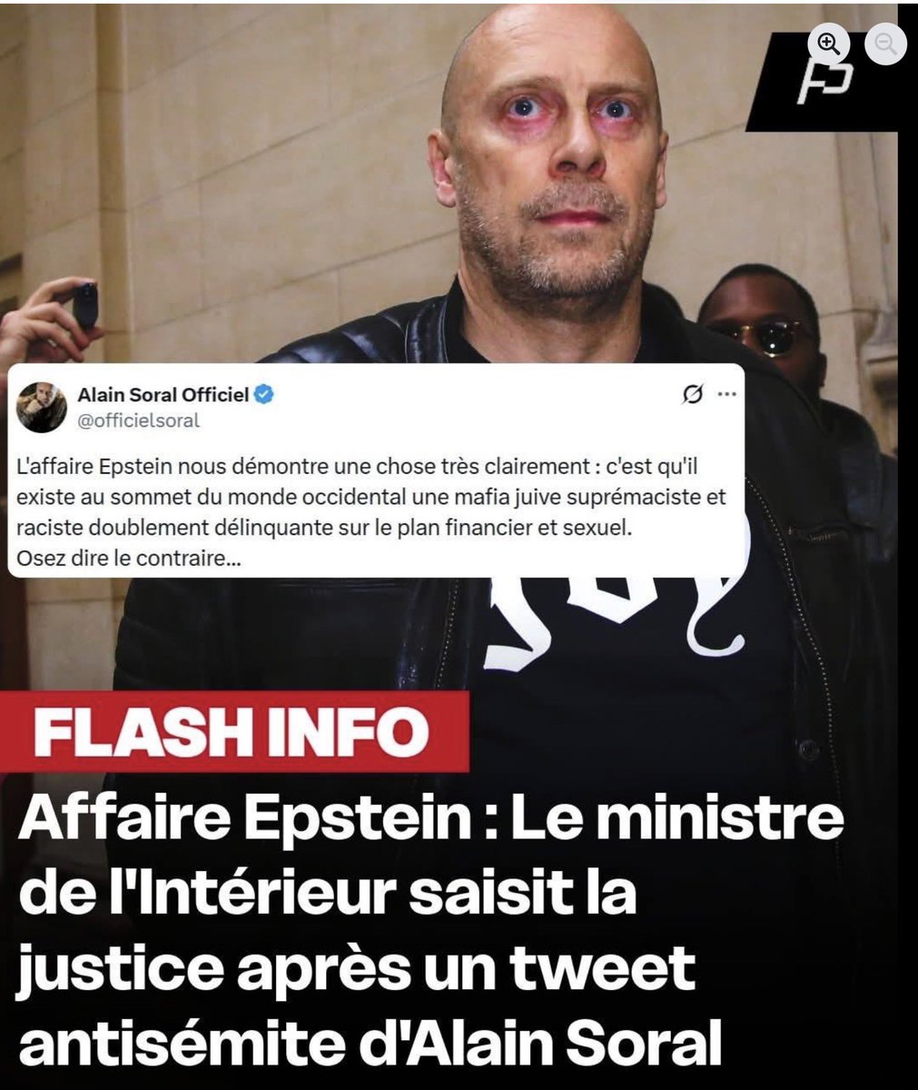 While no French pedophile linked to Epstein is being prosecuted….Alain Soral in France is now being persecuted for this tweet > 

Translation > 

« The Epstein affair demonstrates one thing to us very clearly: that there exists at the top of the Western world a supremacist and