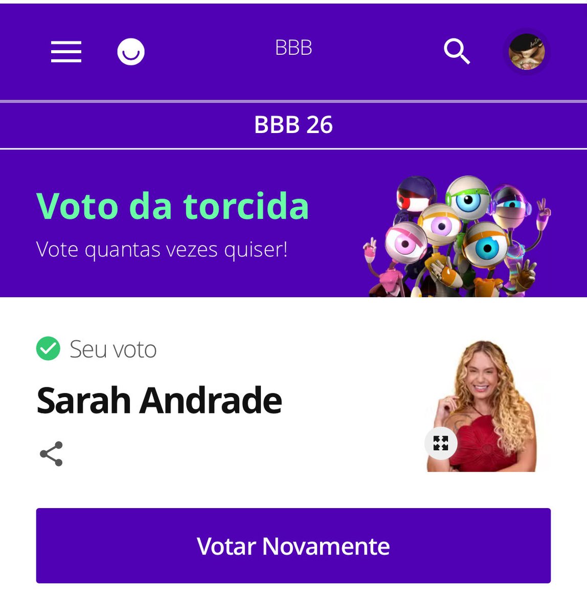 anadoveu1's tweet image. Só paro de votar #ForaSarah qdo Tadeu encerrar. Depois assisto a edição direito. 

Tomara q ela saia, já disse Chai “galinha que acompanha pato morre afogada”. 

#BBB26