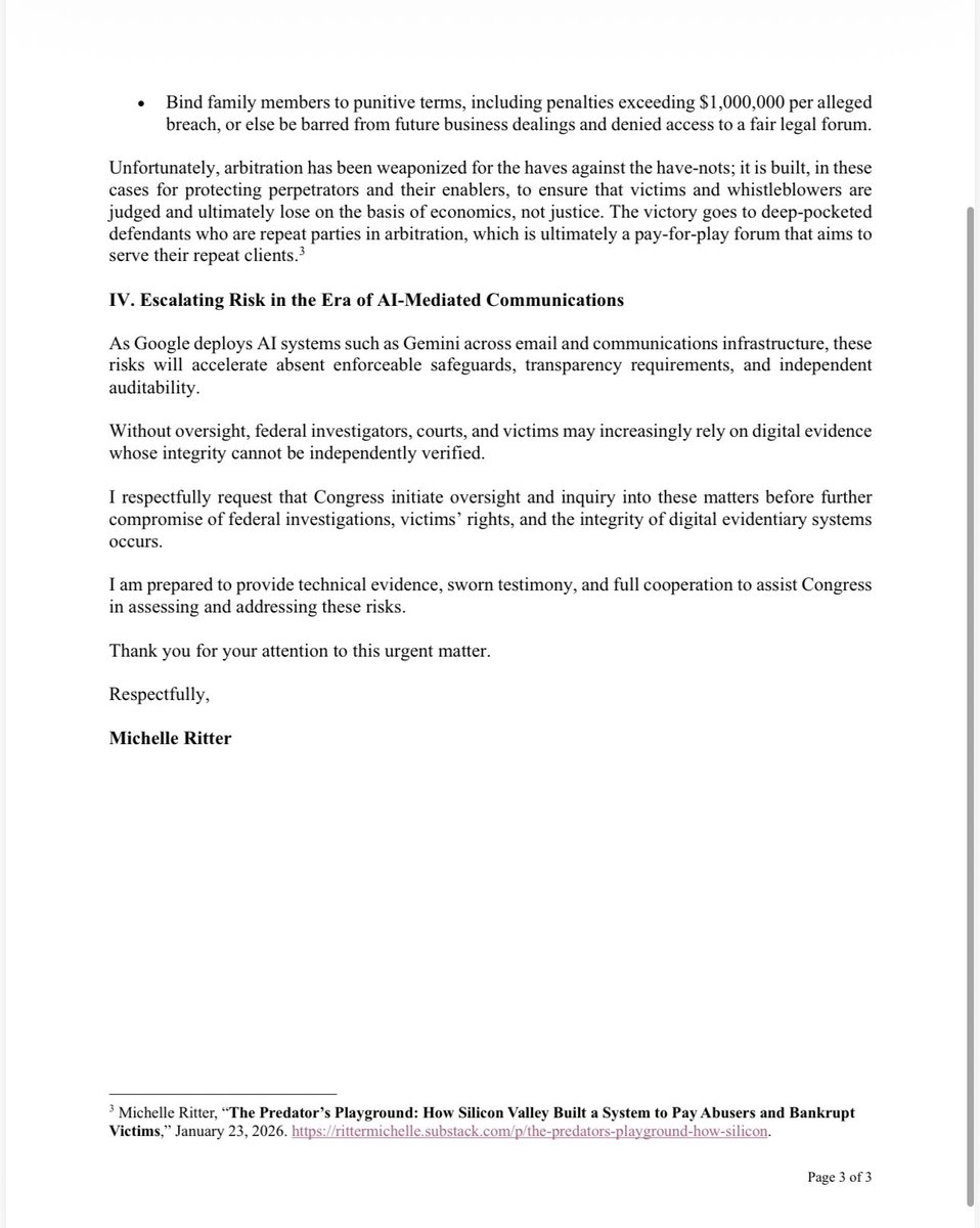 See attached on what I’ve sent out and why I’ve been speaking out.

Summary: Epstein records likely altered by Google insiders. Data alteration is the critical issue and one that affects everyone, beyond even these immediate matters. Thanks to everyone sending this around and