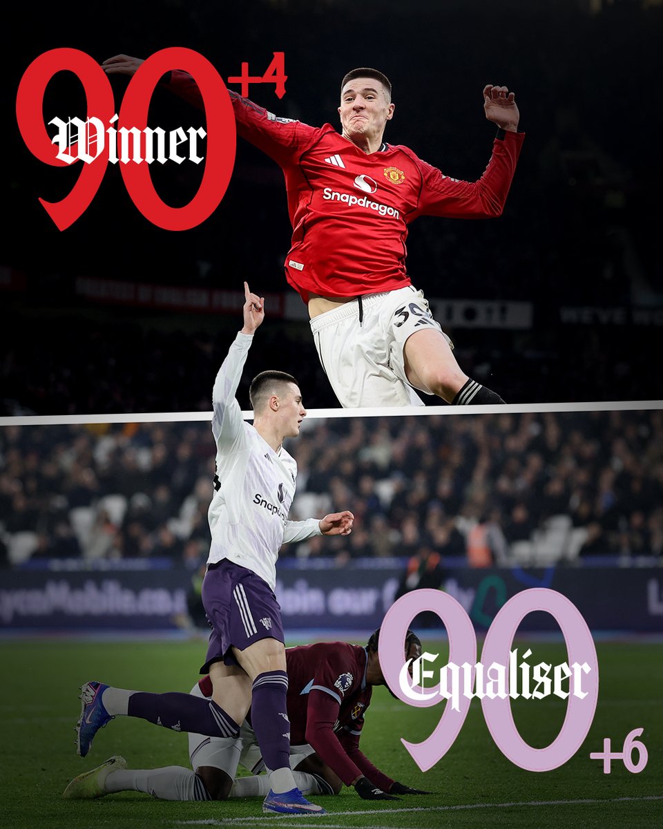 ManUtd_ID's tweet photo. 90+4 🆚 Fulham
90+6 🆚 West Ham

Pahlawan di waktu kritis 👏 https://t.co/HgDYgBSGXN