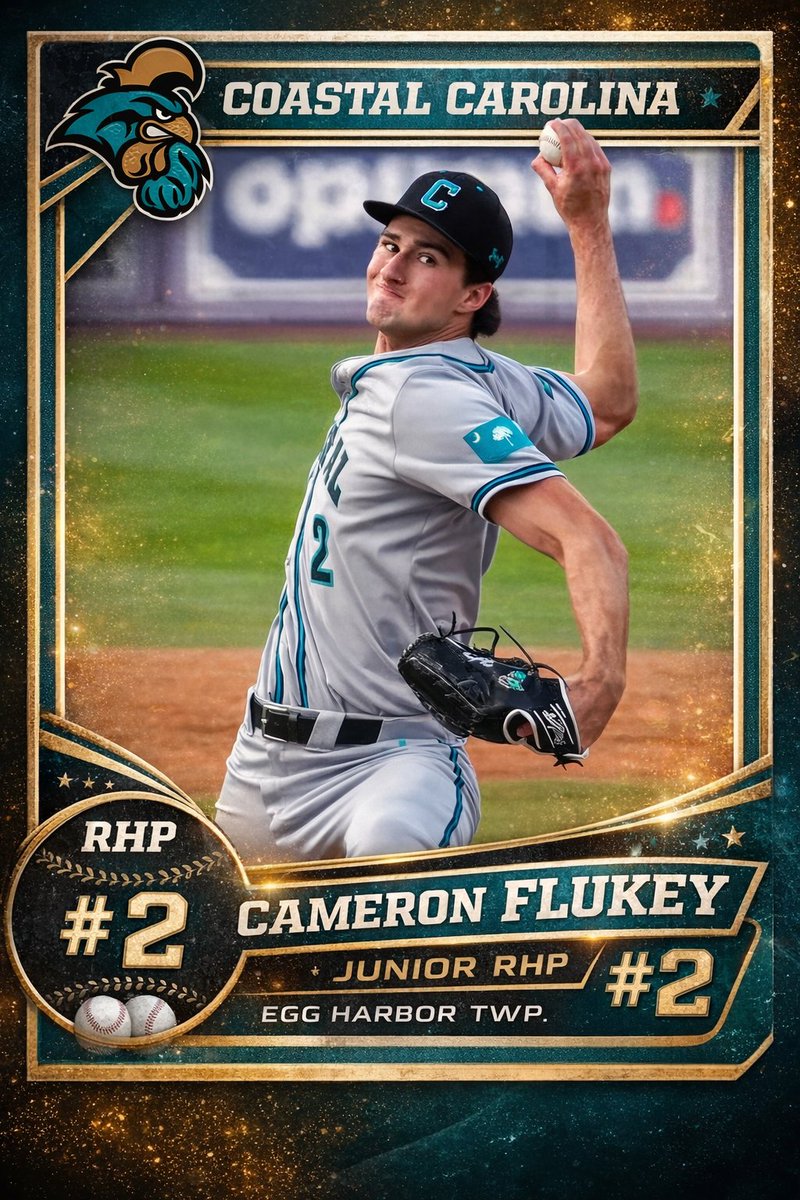 EHTHSbaseball's tweet image. Alumni Spotlight: Cameron Flukey '23 (Coastal Carolina).
Rising up the 2026 MLB Draft boards with major preseason honors.
Cam will toe the rubber Friday night for the Chants.
Best of luck to Cam and his teammates as they take on Fairfield at home!
#EHTBaseball ⚾🔥