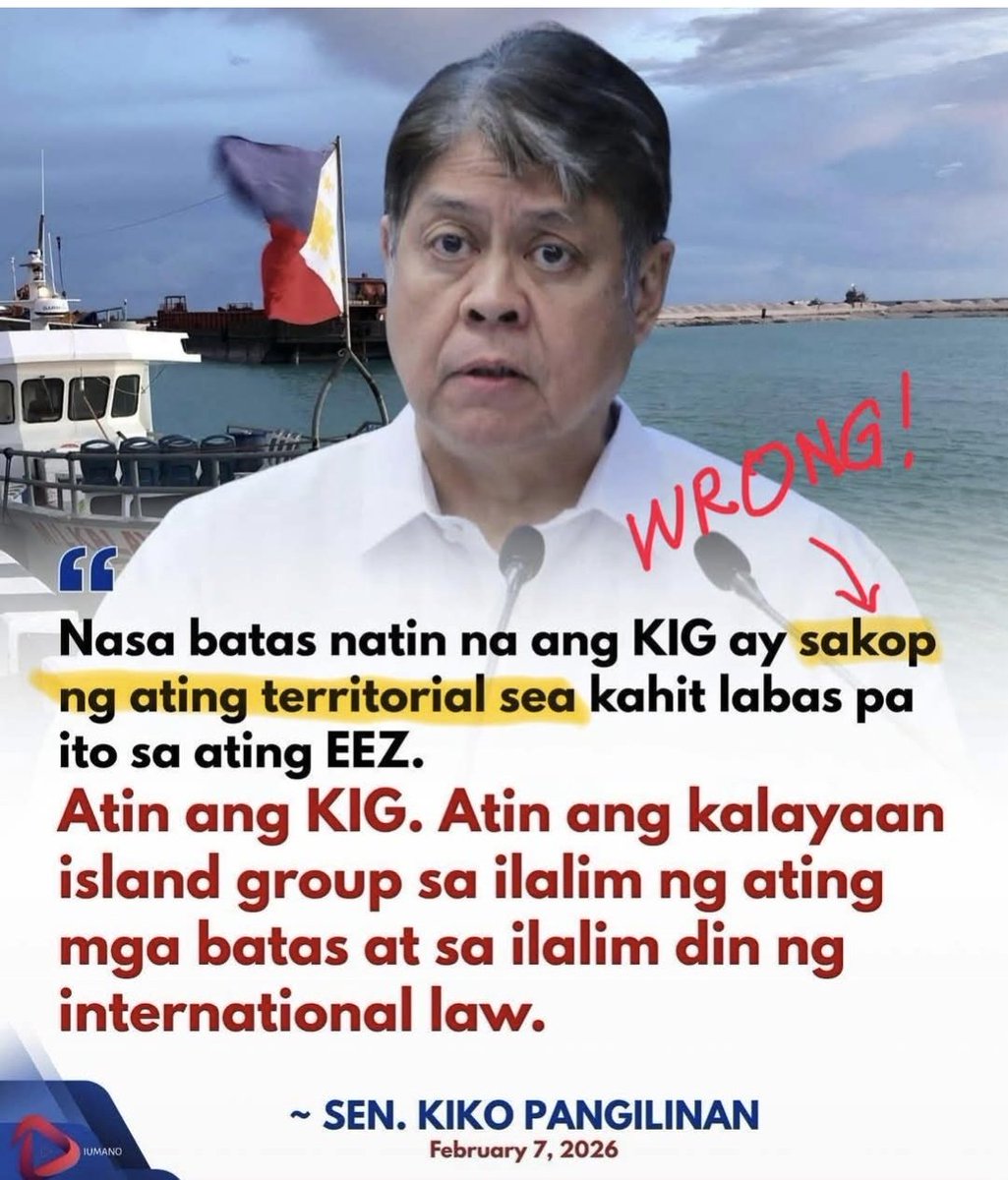 Kahit i-ChatGPT or Grok 'yan, the Kalayaan Group is not part of the PH territorial sea. 

12 nautical miles lang ang territorial sea.  

Kaya kids, stay in school. Don't be like Kiko.