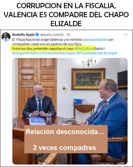 INSPECTORCRUSS1's tweet photo. SE ENTIENDE POR QUE LA FISCALIA NO AVANZA EN LAS INVESTIGACIONES CON TODAS LAS FUNDACIONES??

BUENO POR QUE EL FISCAL NACIONAL ES COMPADRE CON EL CHAPO ELIZALDE....
FIN‼️ https://t.co/1IjpxgcH2P