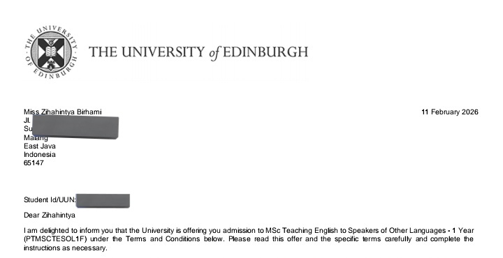 Allahuakbar ya Allah masyaAllah makasih udah menerima cintaku yang putus asa dan desperate ini 😭😭😭😭😭 2026 please be nice please ya Allah taun ini izinkan hambaMu ini menginjak tanah Edinburgh 😭😭😭😭