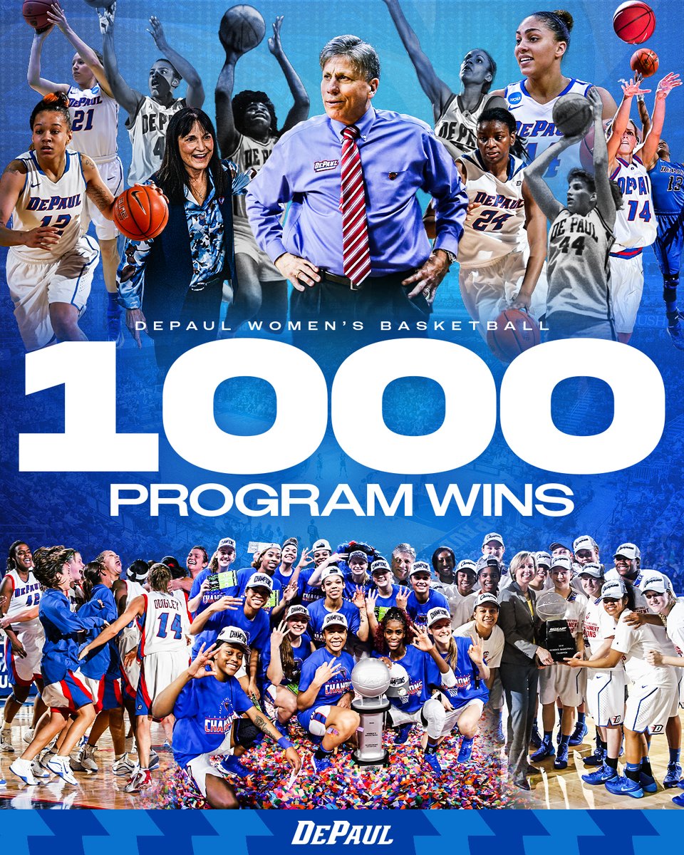 DePaulWBBHoops's tweet photo. Every era. Every jersey. Every Blue Demon.

With the victory tonight, DePaul has reached 1,000 wins as a program! https://t.co/lmuicKVYPz