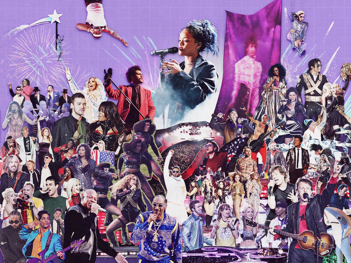 Most-Watched Super Bowl Halftime Shows in History:

133.5M — Kendrick Lamar
133.4M — Michael Jackson
129.3M — Usher
128.2M — Bad Bunny 
121.0M — Rihanna
121.0M — Lady Gaga
117.5M — Lady Gaga
115.5M — Coldplay
115.3M — Bruno Mars
114.0M — Madonna
110.8M — Beyoncé