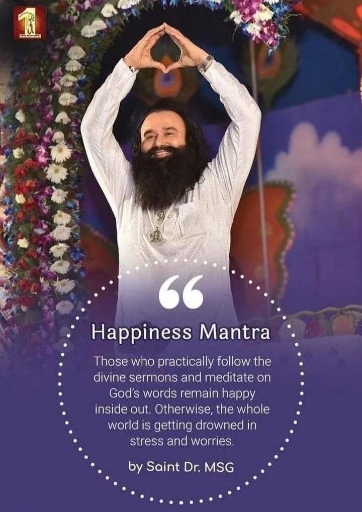 Payal9597's tweet photo. A person experience sorrow and happiness in their life. A #TrueHappiness comes in life with daily practice of Method of Meditation, Saint Gurmeet Ram Rahim Ji teaches million of people's how to live happily and they are living happy life. https://t.co/2SsvcBsM1O