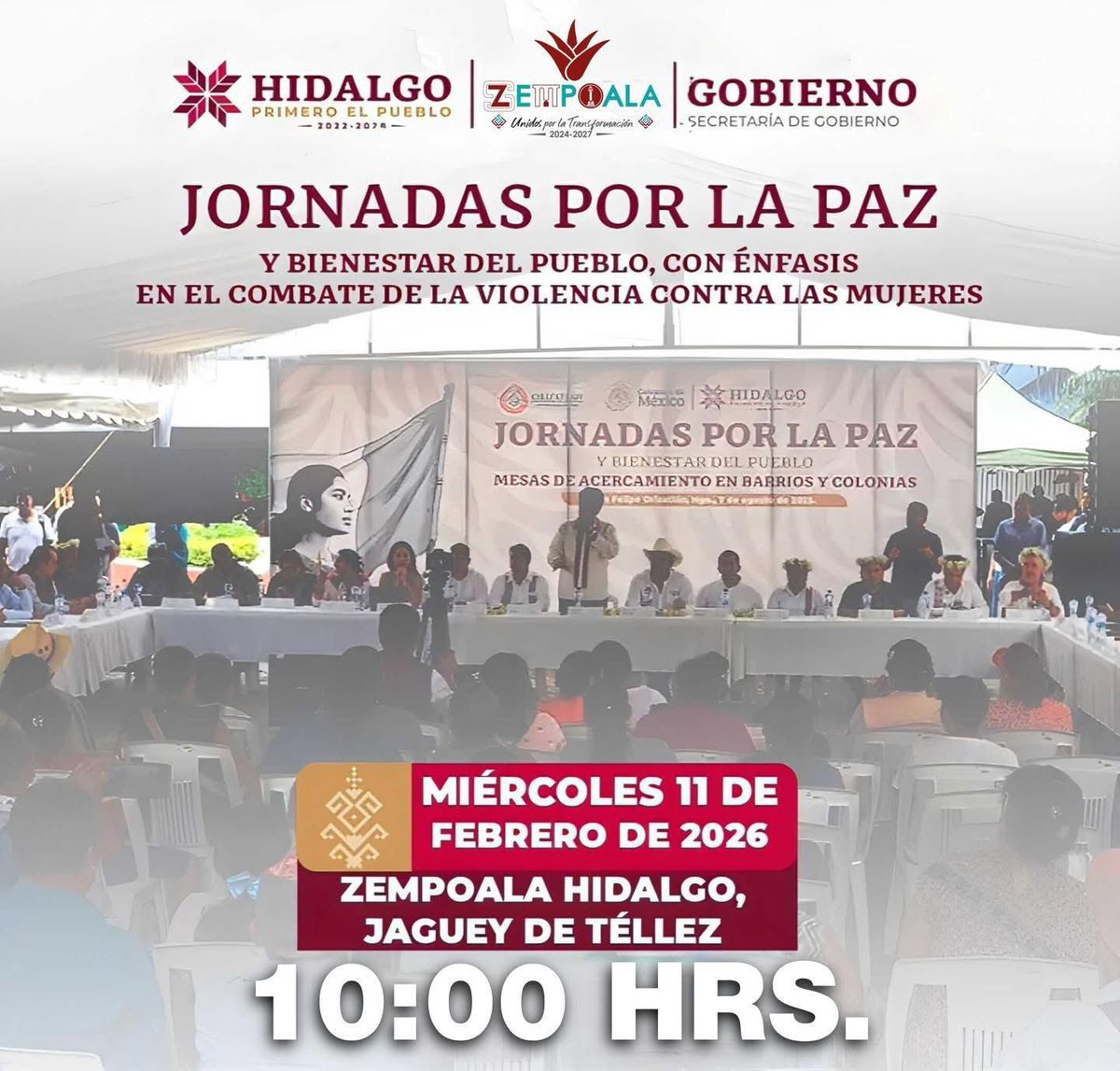 IvnZarco4's tweet photo. 📣 JORNADA POR LA PAZ‼️

📍Jagüey de Téllez, Zempoala.
📆 Miércoles 11 de febrero de 2026.
⏰ 10:00 hrs.

¡Los esperamos! 🫵🏻
#DejandoHuella
#JuventudQueTransforma https://t.co/AYkoy575kD